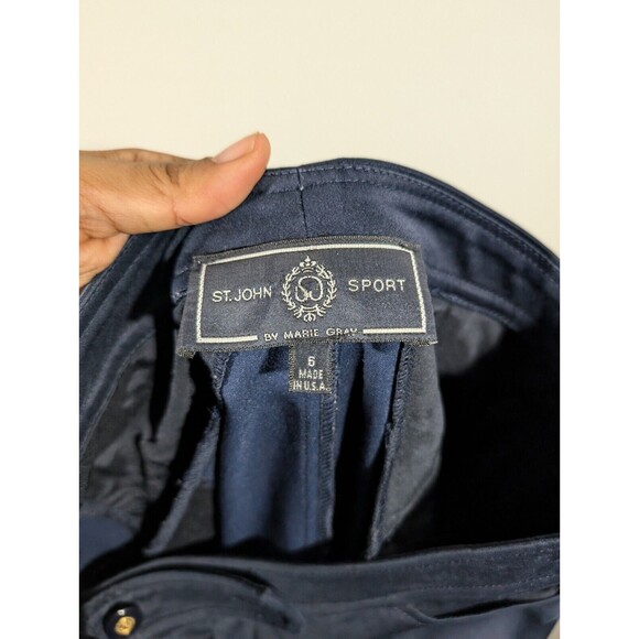 St. John Sport Pants Women Sz 6 Navy Straight Leg High Rise Work Office Career - Picture 7 of 9